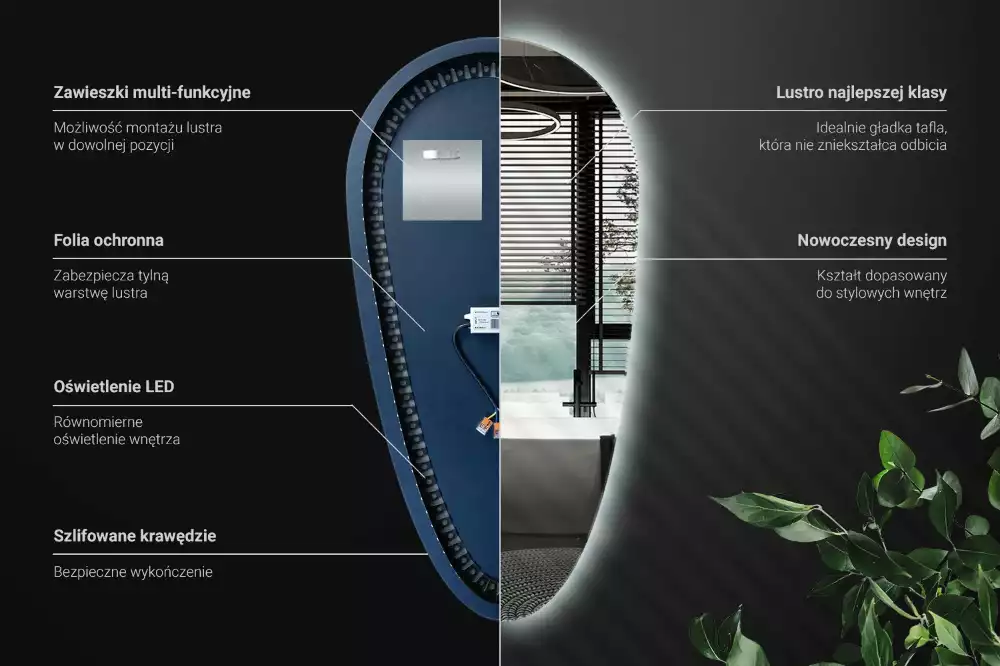 Druppel spiegel met verlichting decoratief