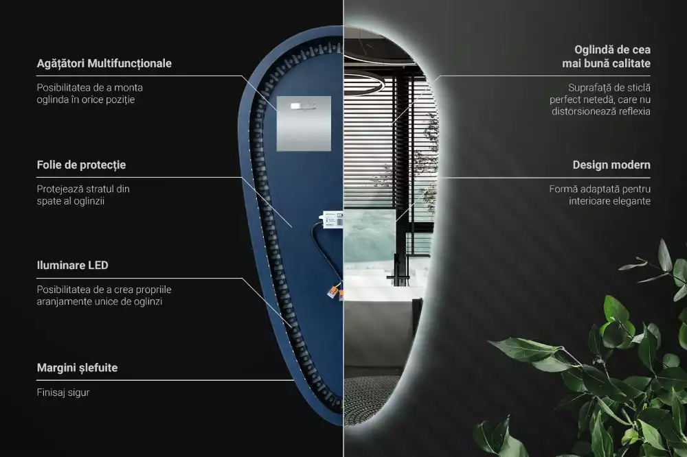 Druppel spiegel met verlichting decoratief