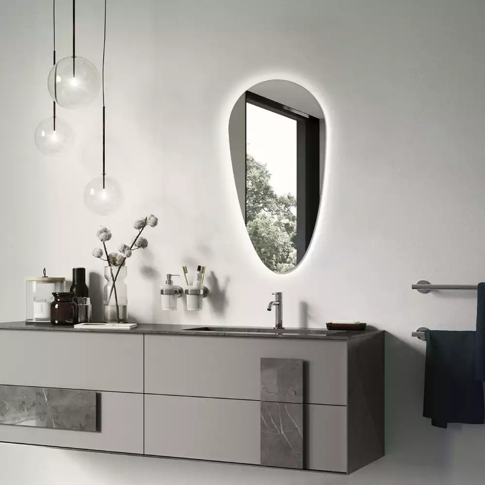 Druppel spiegel met verlichting decoratief