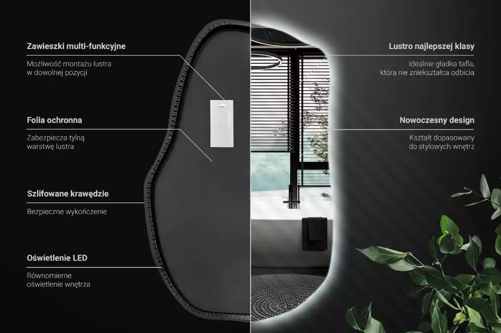 Onregelmatige spiegel met led uniek