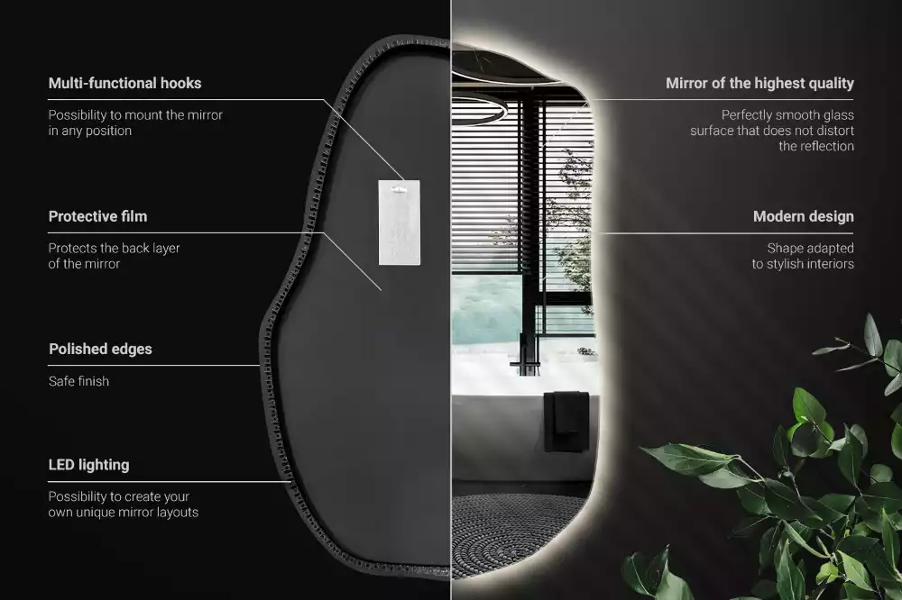 Onregelmatige spiegel met led uniek