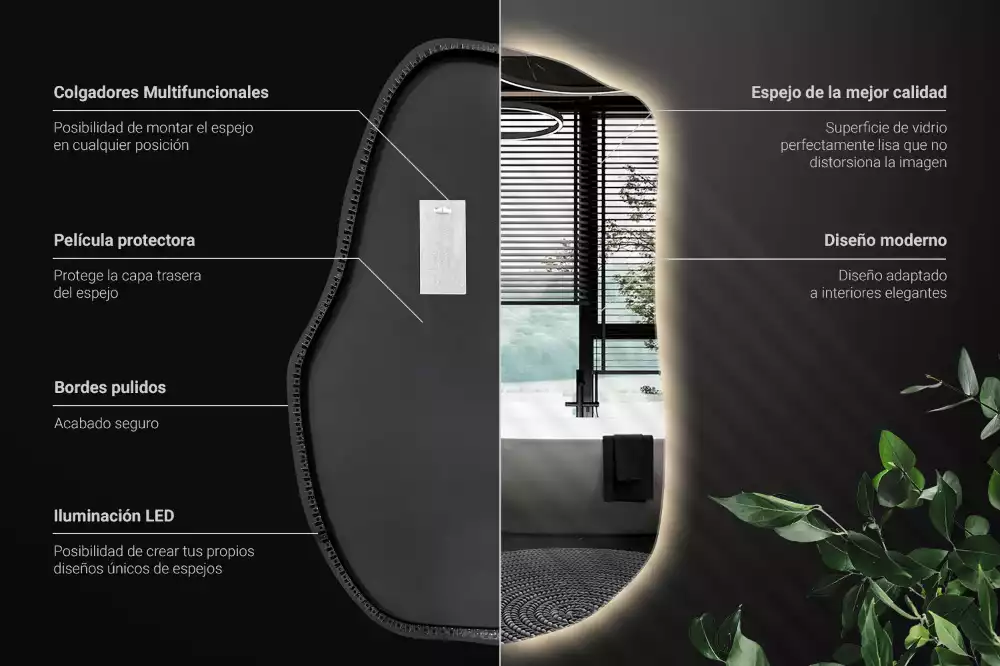 Onregelmatige spiegel met led uniek