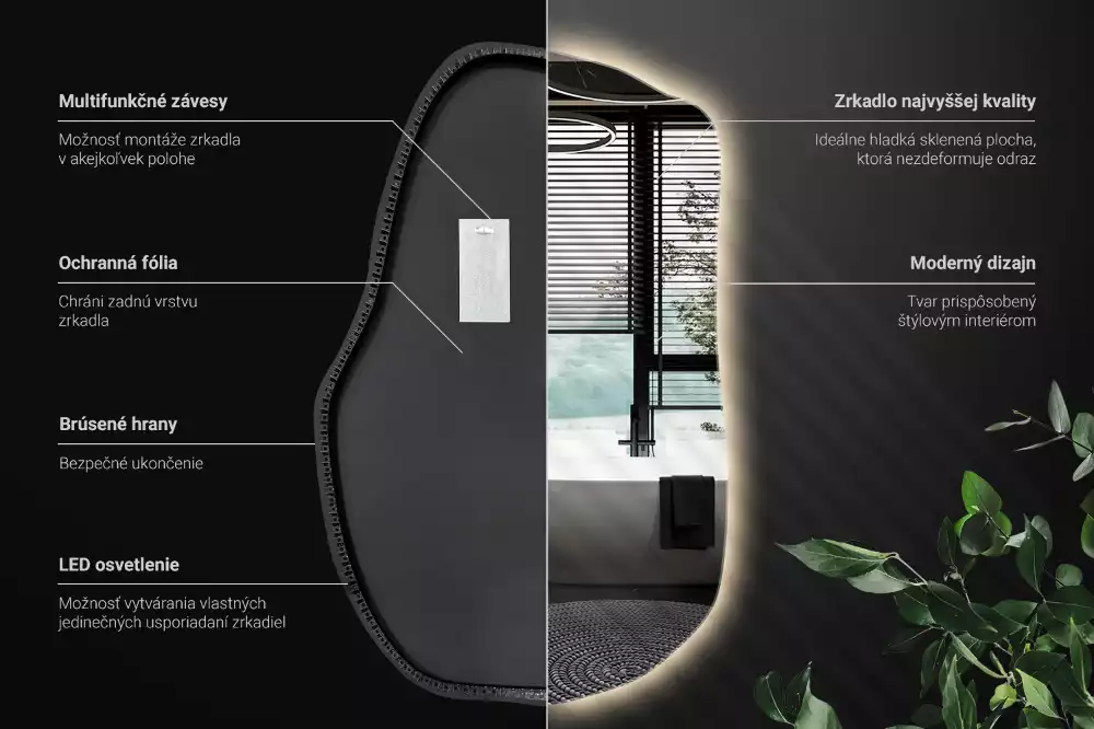 Onregelmatige spiegel met led uniek