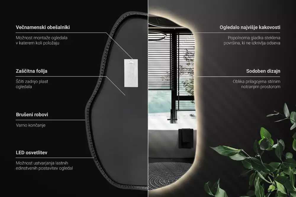 Onregelmatige spiegel met led uniek