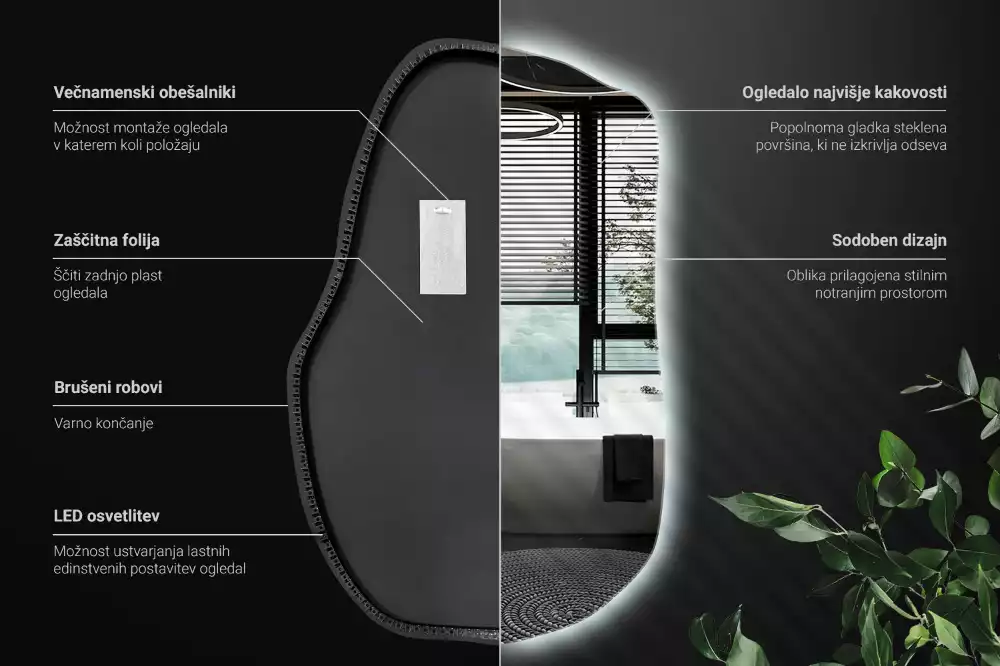 Onregelmatige spiegel met led uniek