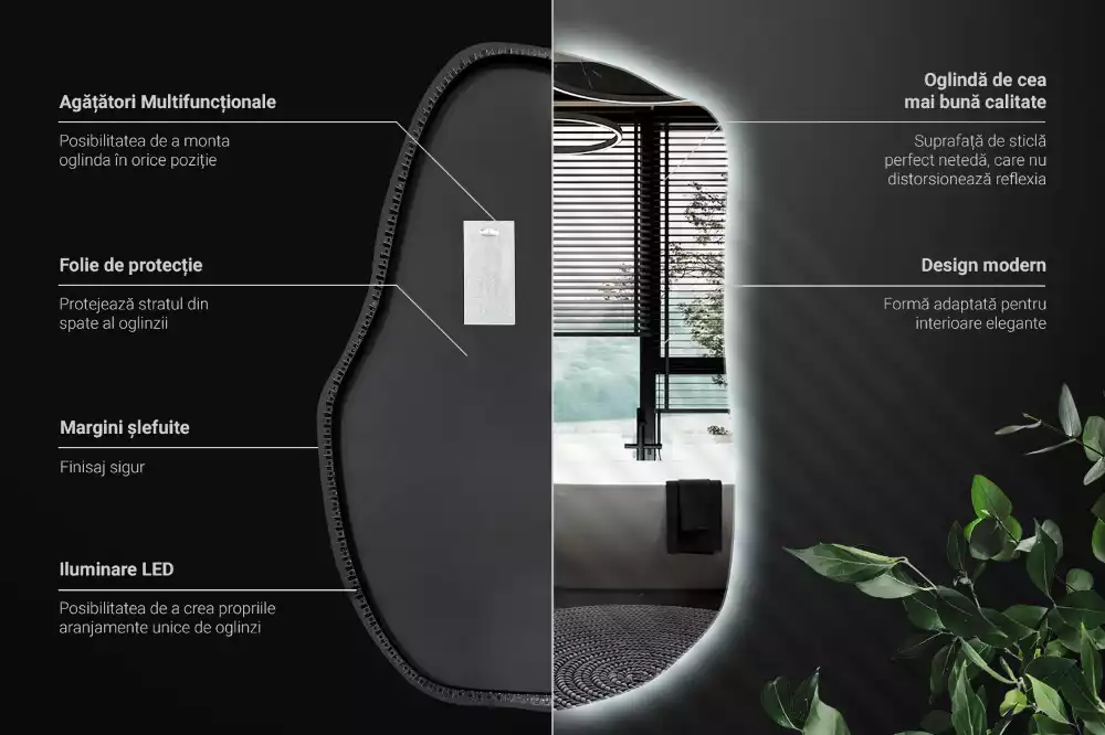 Onregelmatige spiegel met led uniek
