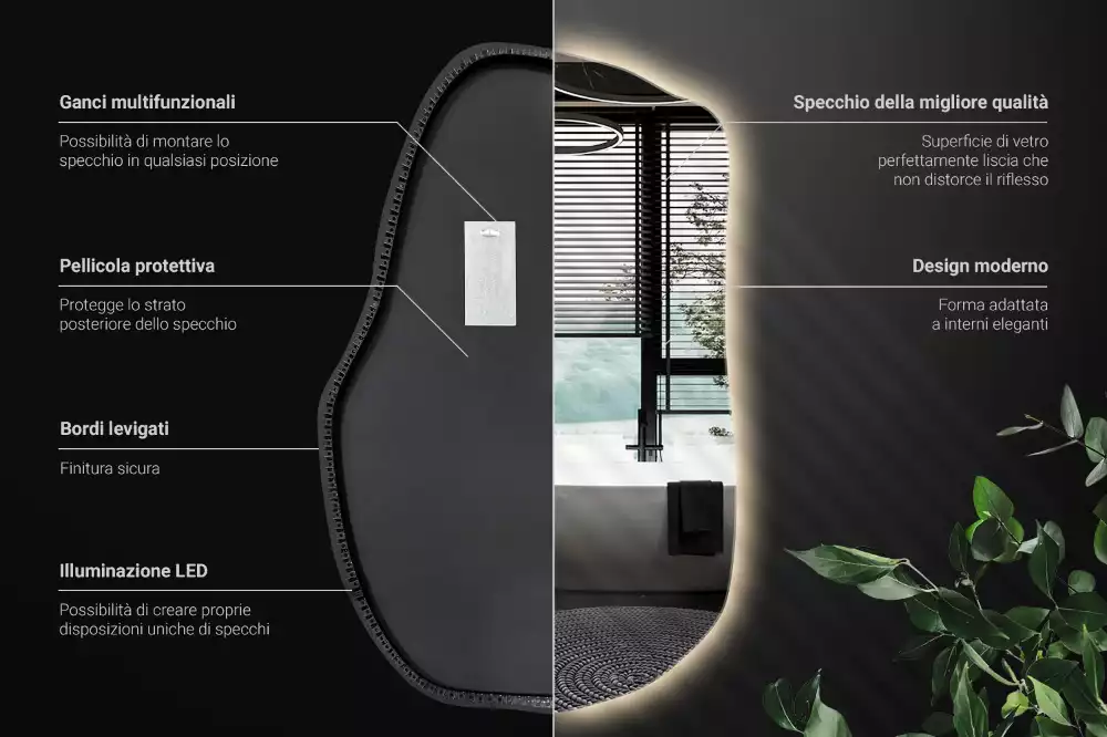 Onregelmatige spiegel met led uniek