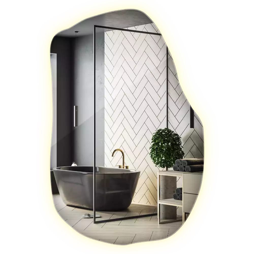 Onregelmatige spiegel met led uniek