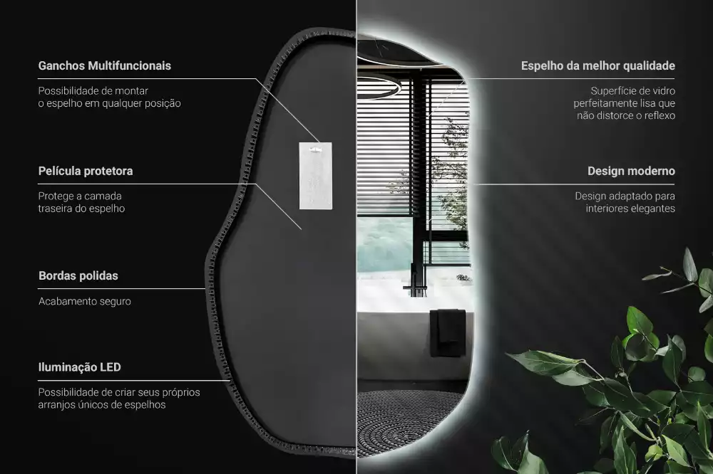 Onregelmatige spiegel met led uniek