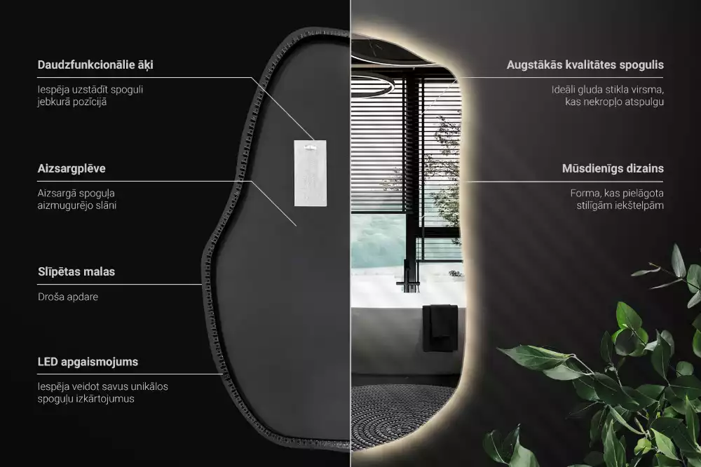 Onregelmatige spiegel met led uniek