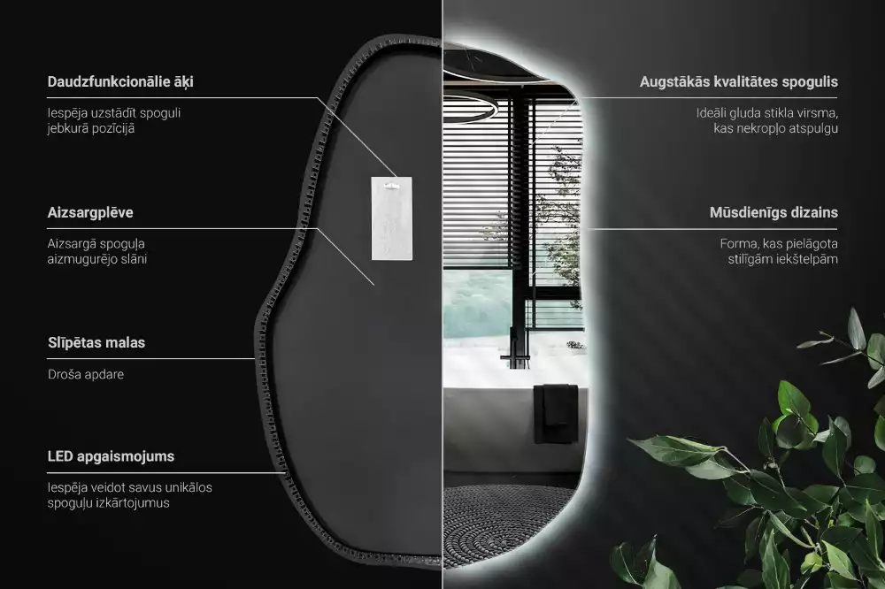 Onregelmatige spiegel met led uniek