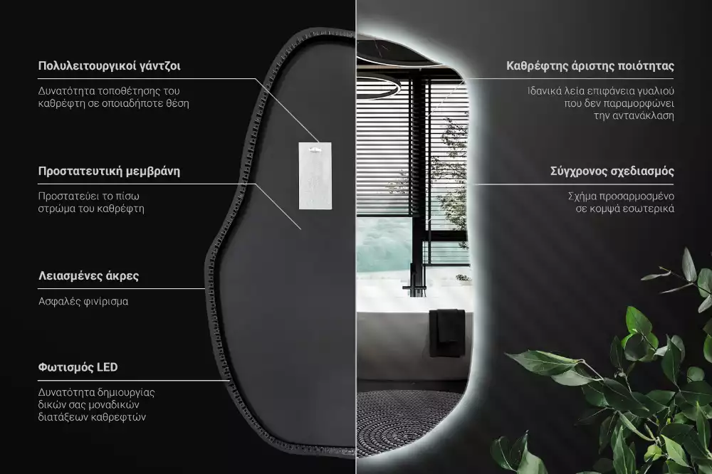 Onregelmatige spiegel met led uniek
