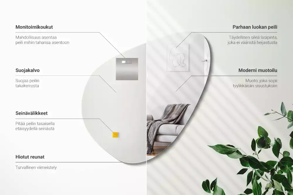 Spiegel organisch decoratieve muur