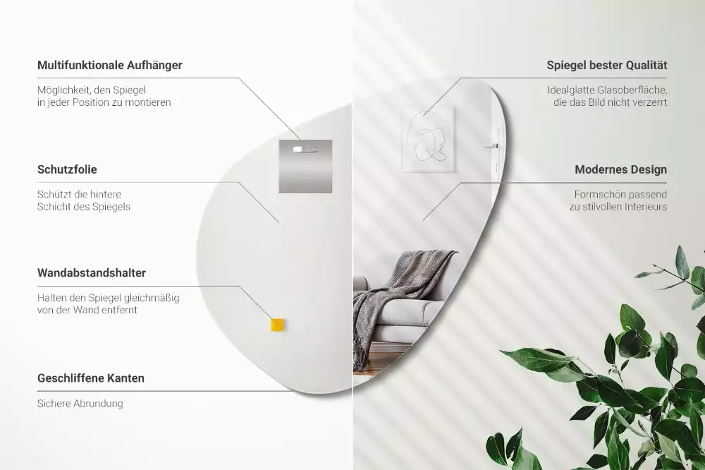 Spiegel organisch decoratieve muur