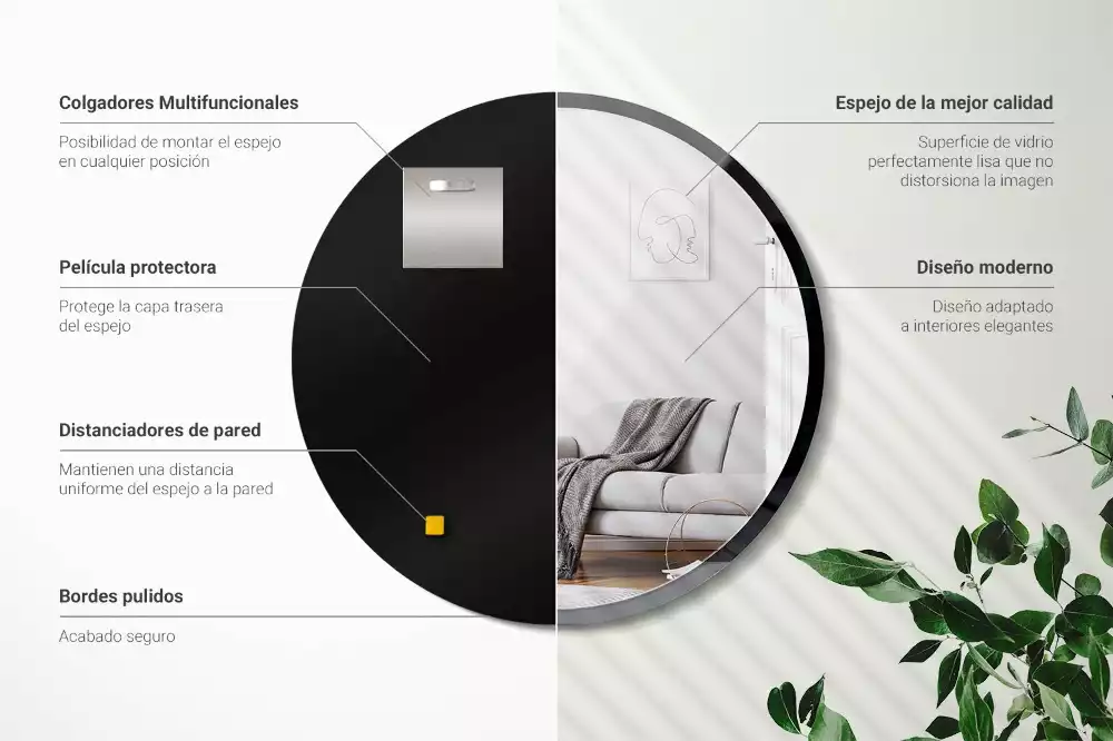 Ronde spiegel zwart muur in zwart frame