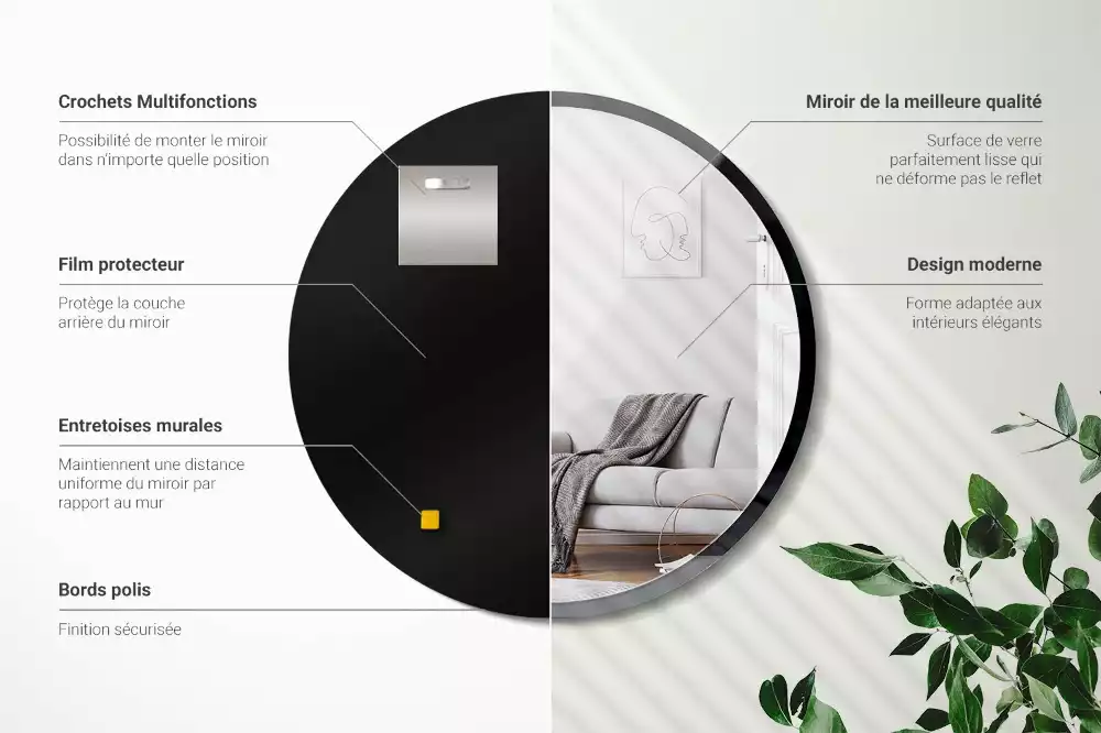 Ronde spiegel zwart muur in zwart frame