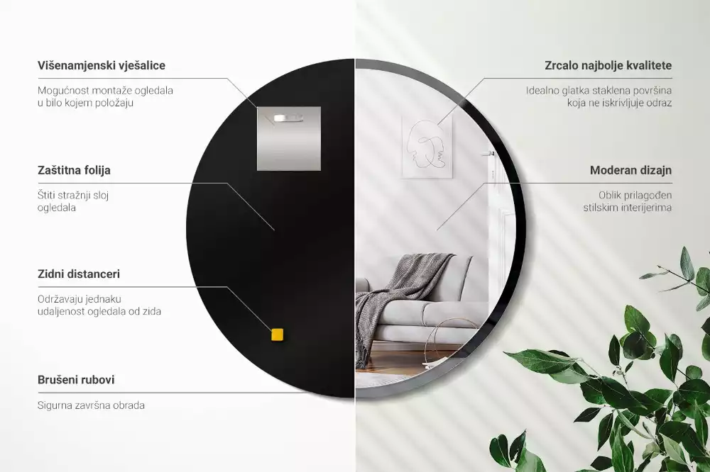 Ronde spiegel zwart muur in zwart frame