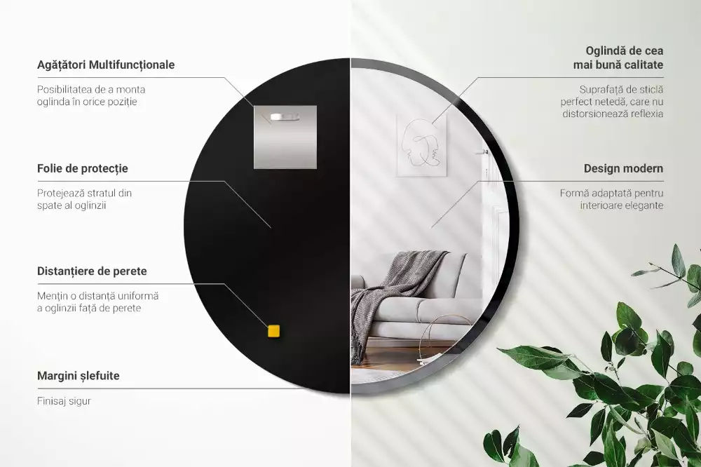 Ronde spiegel zwart muur in zwart frame