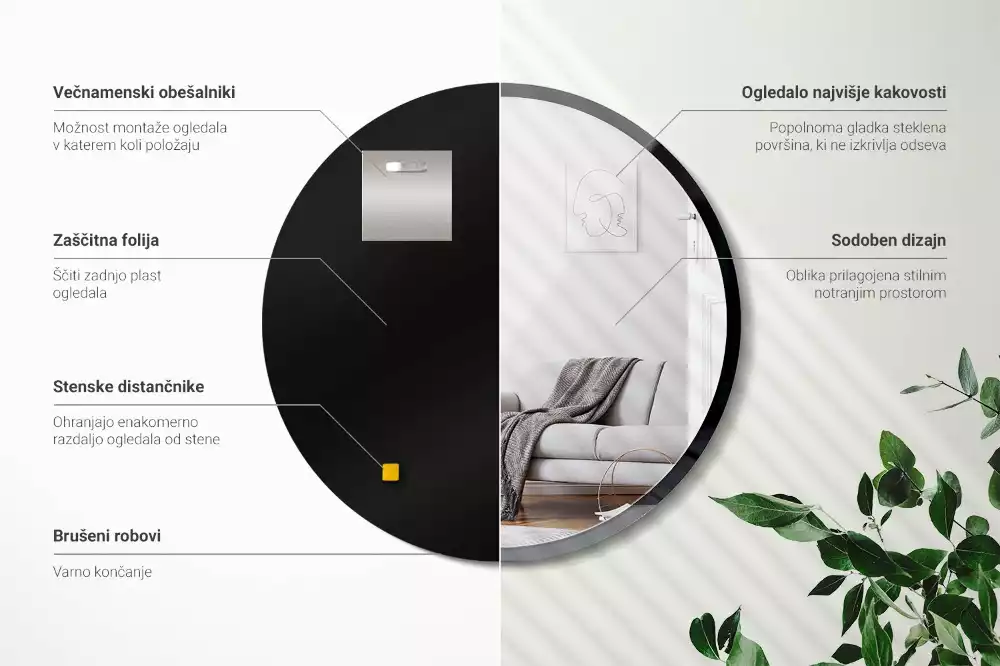 Ronde spiegel zwart muur in zwart frame