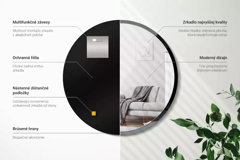 Ronde spiegel zwart muur in zwart frame