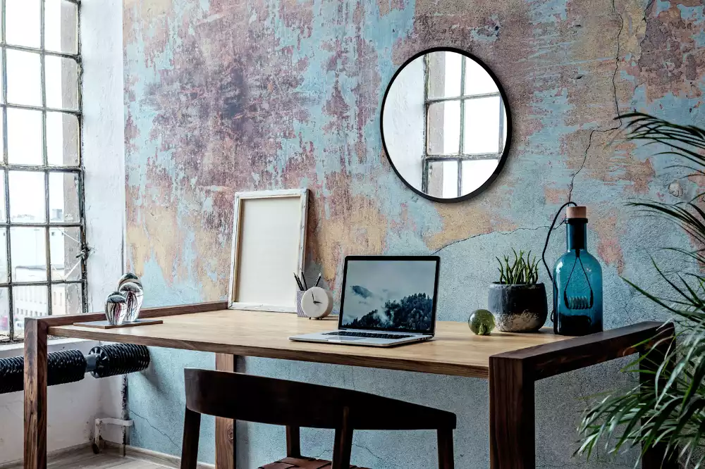 Ronde spiegel zwart muur in zwart frame