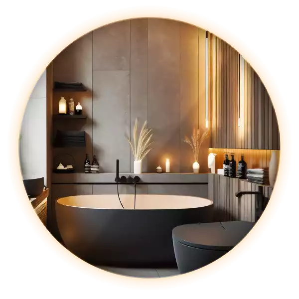 Ronde spiegel zonder rand modern met LED-achtergrondverlichting