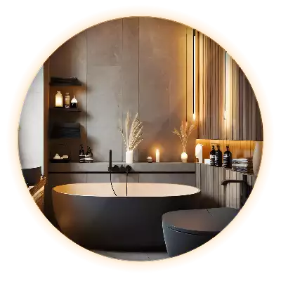 Ronde spiegel zonder rand modern met LED-achtergrondverlichting