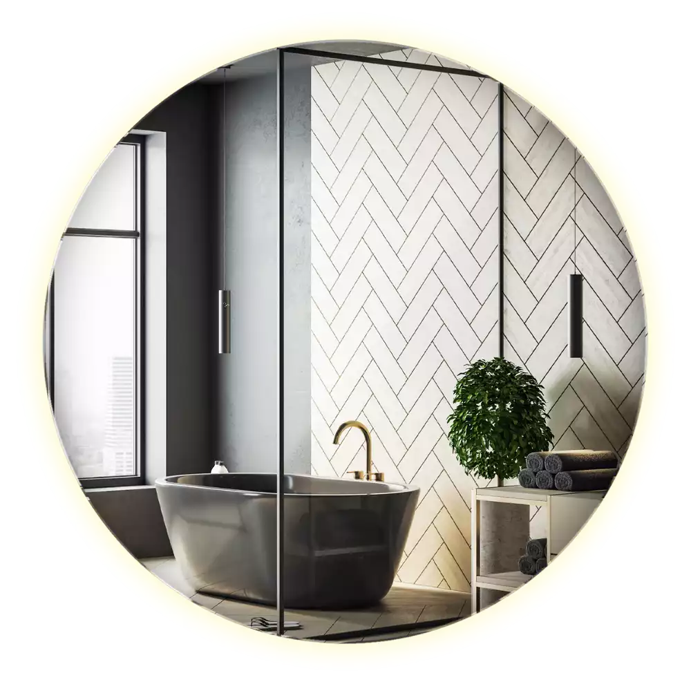 Ronde spiegel zonder rand modern met LED-achtergrondverlichting