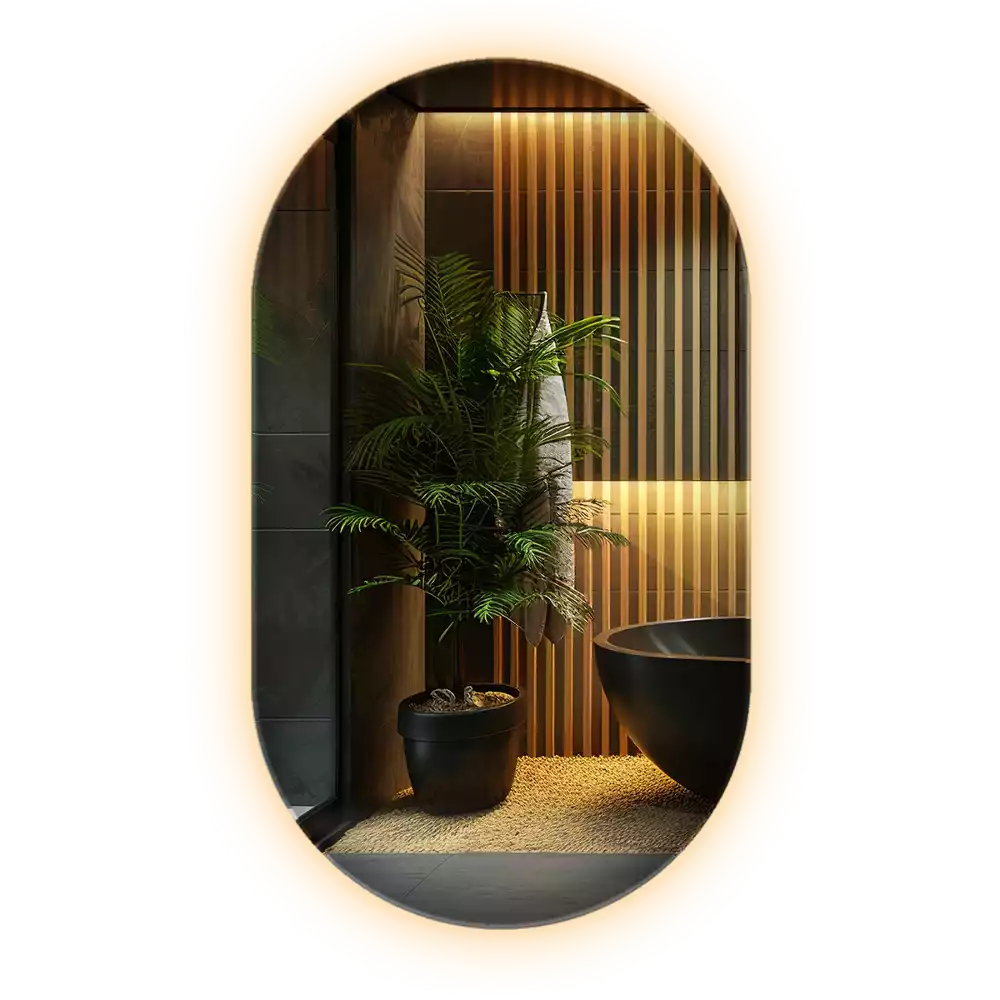Ovale spiegel met verlichting decoratieve ophanging