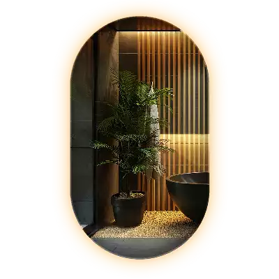 Ovale spiegel met verlichting decoratieve ophanging