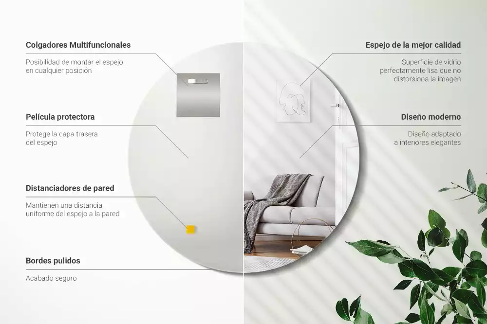 Ronde spiegel zonder rand muur