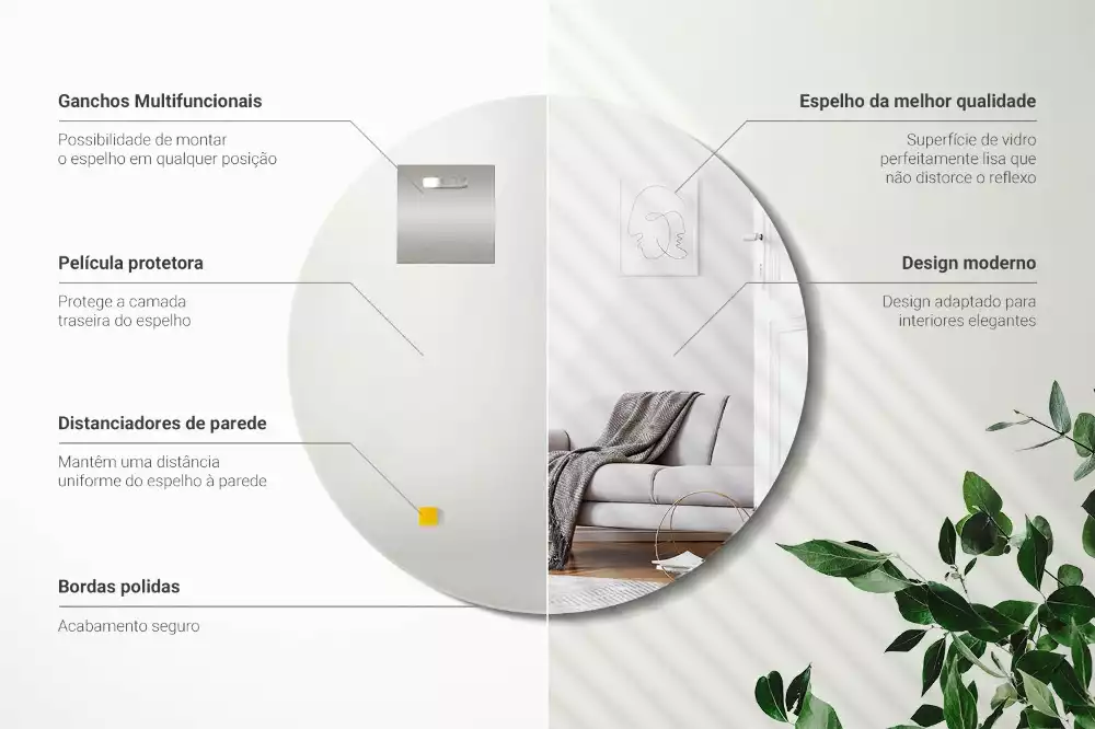 Ronde spiegel zonder rand muur