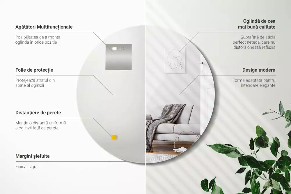 Ronde spiegel zonder rand muur