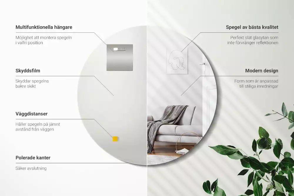 Ronde spiegel zonder rand muur