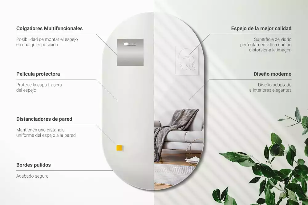 Ovale spiegel zonder lijst klassieke hang