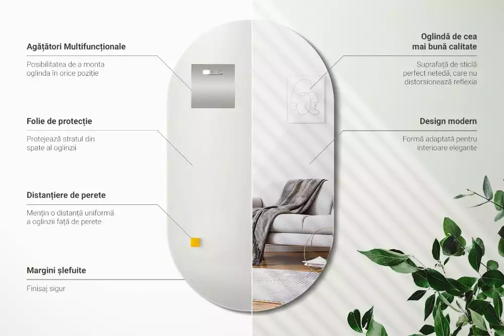 Ovale spiegel zonder lijst klassieke hang