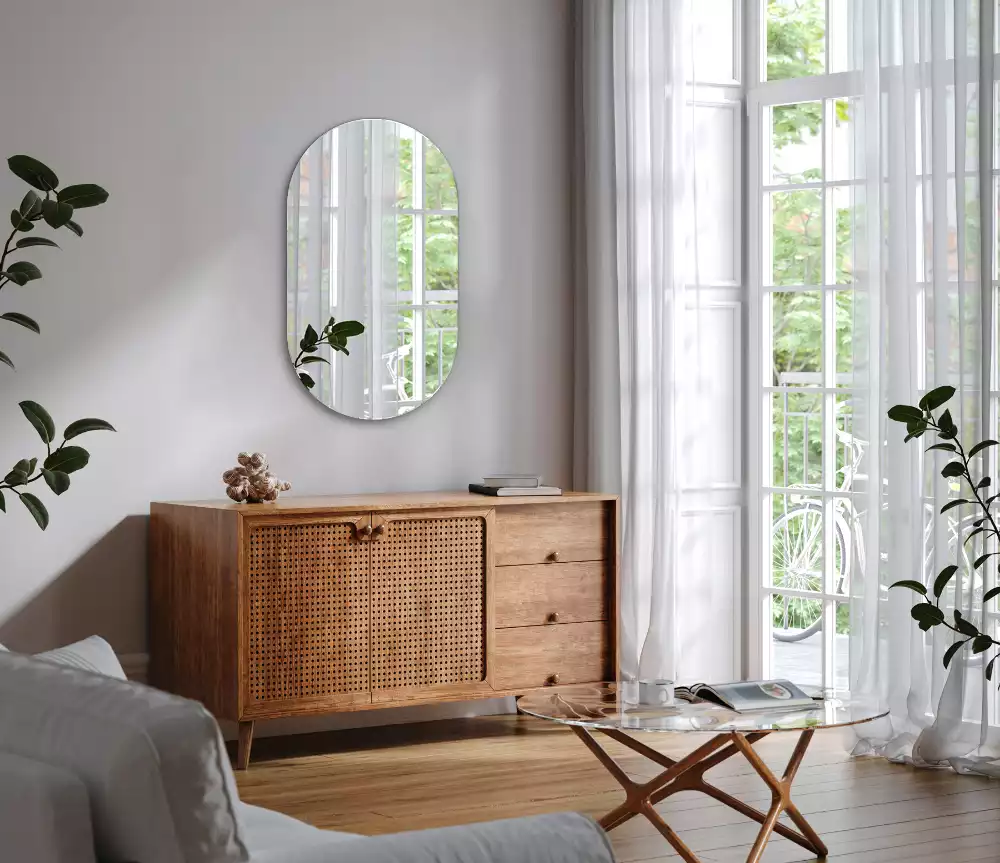 Ovale spiegel zonder lijst klassieke hang