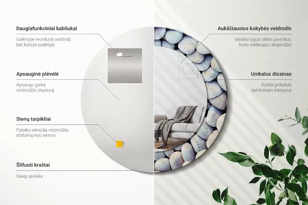 Ronde spiegel met decoratie Zeestenen cirkel