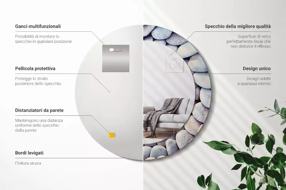 Ronde spiegel met decoratie Zeestenen cirkel