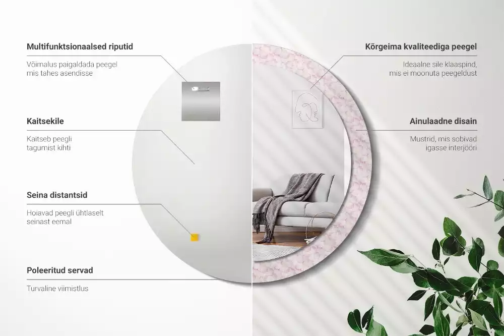 Bedrukte ronde spiegel Bloemblaadjes