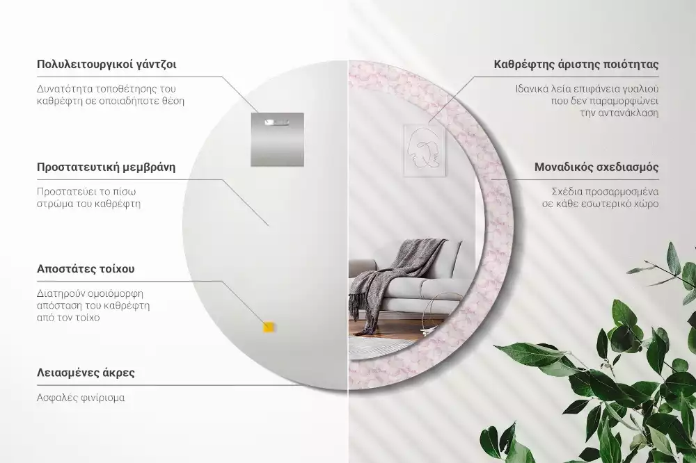 Bedrukte ronde spiegel Bloemblaadjes