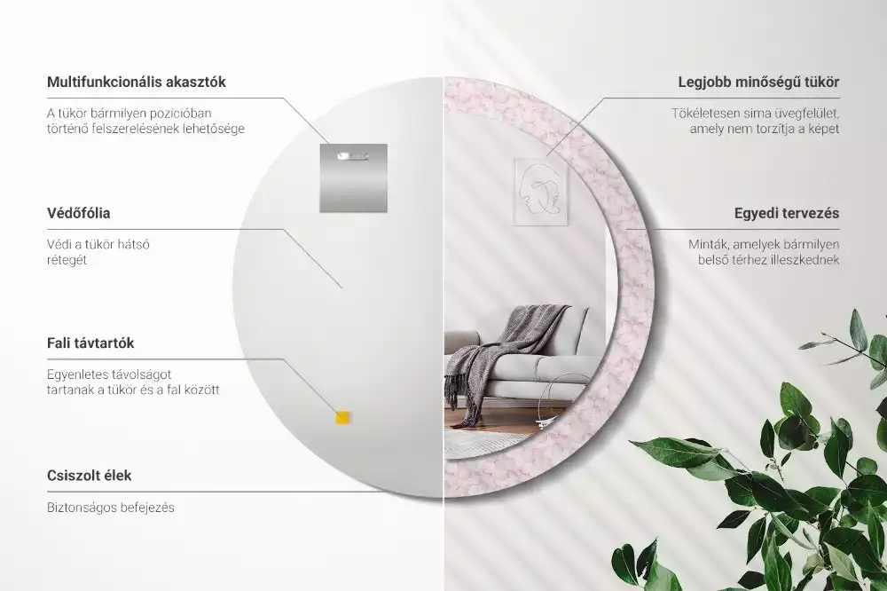 Bedrukte ronde spiegel Bloemblaadjes