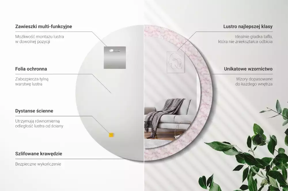 Bedrukte ronde spiegel Bloemblaadjes