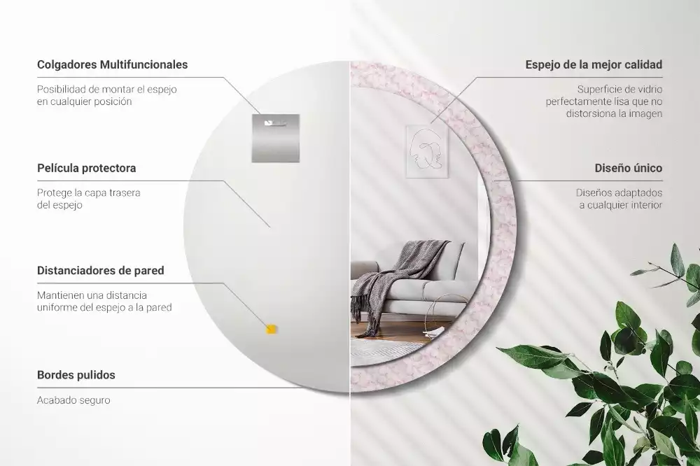 Bedrukte ronde spiegel Bloemblaadjes