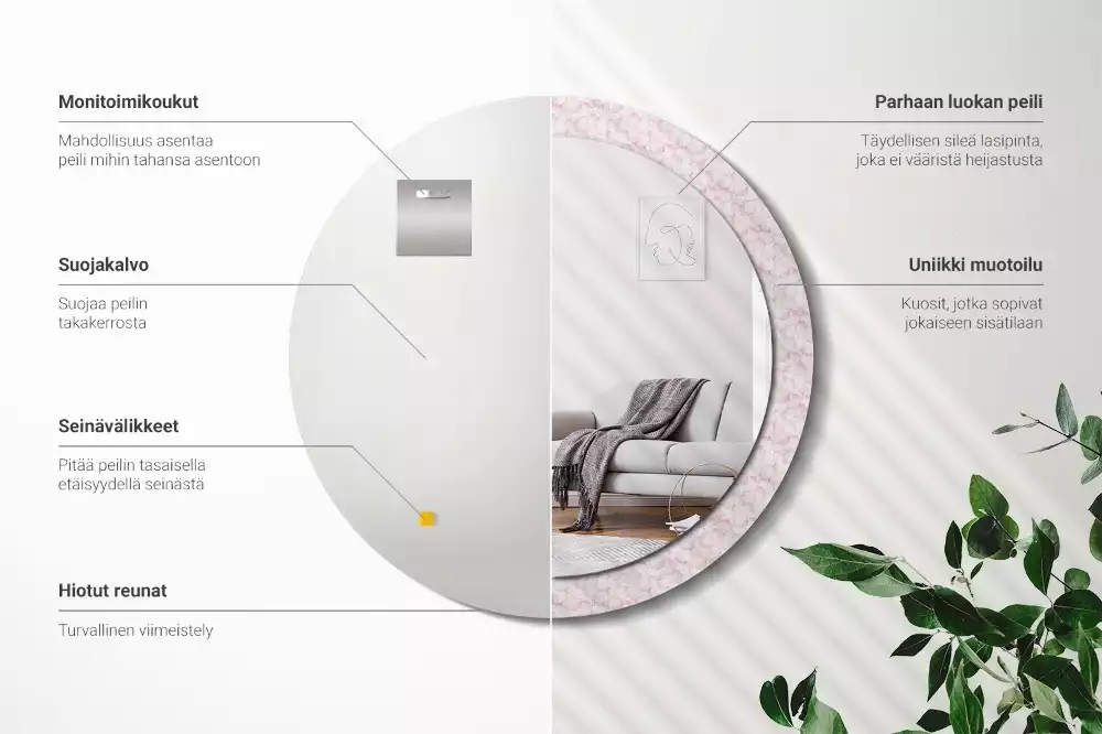 Bedrukte ronde spiegel Bloemblaadjes