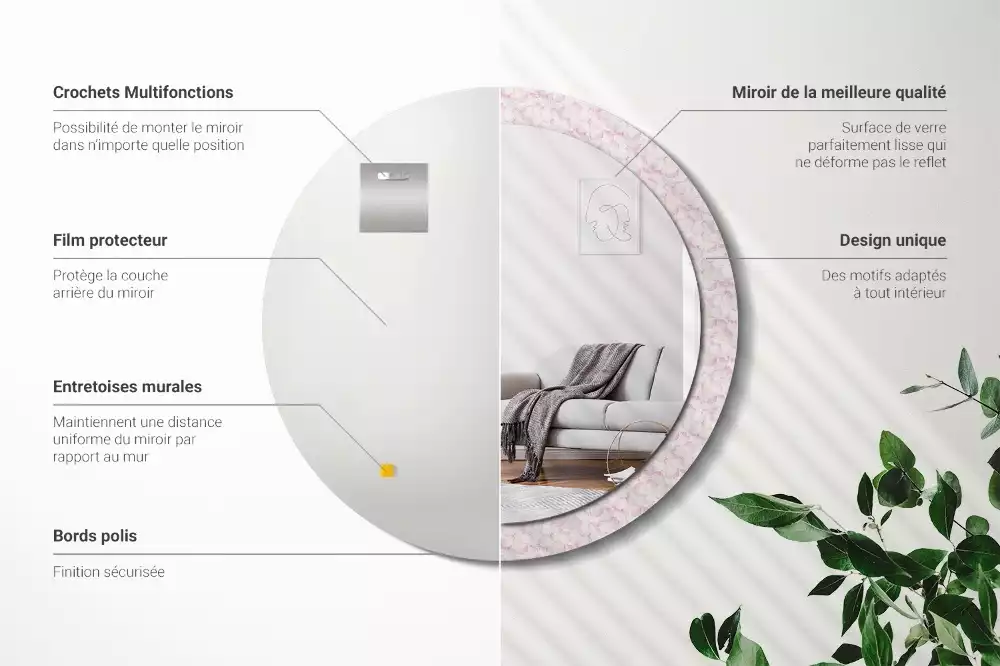 Bedrukte ronde spiegel Bloemblaadjes