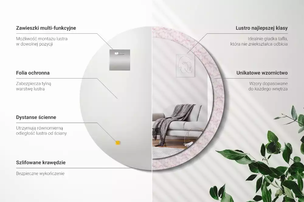 Bedrukte ronde spiegel Bloemblaadjes