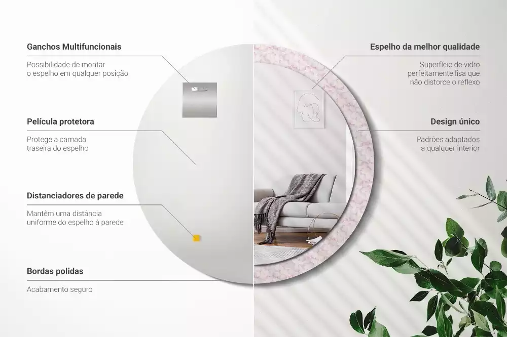 Bedrukte ronde spiegel Bloemblaadjes