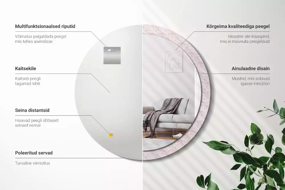 Bedrukte ronde spiegel Bloemblaadjes
