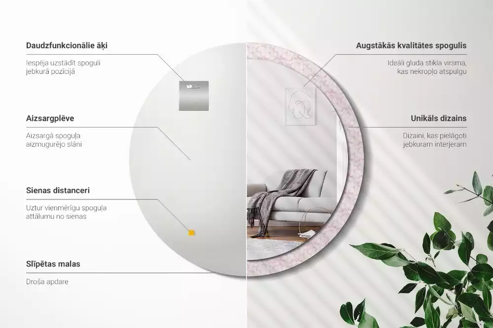 Bedrukte ronde spiegel Bloemblaadjes